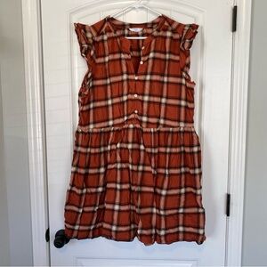 Time and Tru Women's Plaid Cap Sleeve Button-Up Dress Size XL 16-18
